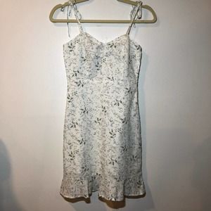 Floral Ruffle Ruched Back Tie Strap Dress XS NWT